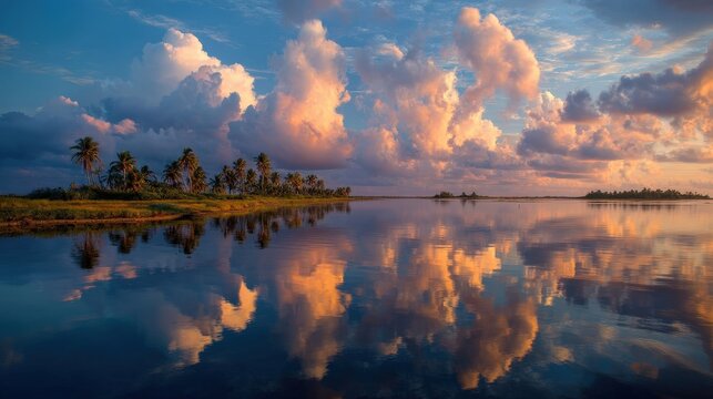 Shoreline of Detwah Lagoon featuring rippling reflections in a serene water setting.