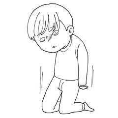 膝から崩れ落ちる男性　白