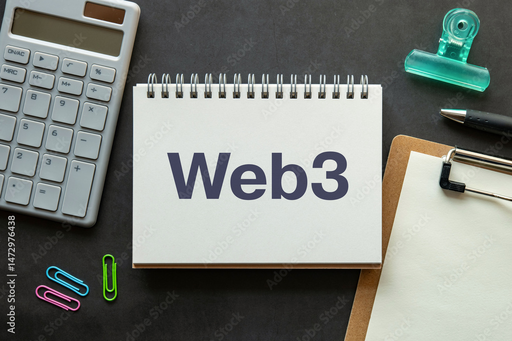 Poster there is notebook with the word web3. it is as an eye-catching image.