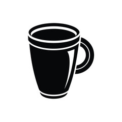 Simple black and white vector illustration of a coffee cup or mug on a white background