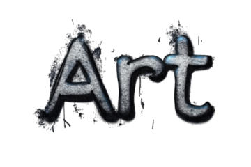 The Word 'Art' Written In A Grungy Hand-drawn Style With A Dark Blue And Transparent Background