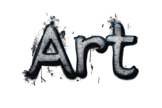 The Word 'Art' Written In A Grungy Hand-drawn Style With A Dark Blue And Transparent Background