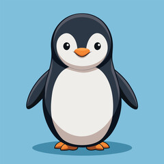 Obraz premium Playful Penguin Illustration: A cute, friendly penguin stands in full view, its sleek black and white plumage and warm gaze capturing attention in this vibrant illustration.