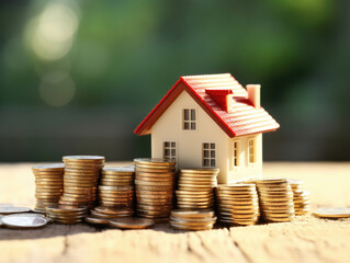 House model on coins representing investment