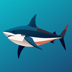 Obraz premium Majestic Ocean Hunter: A formidable shark, its sleek form gracefully navigating the deep blue, embodies the raw power and mystery of the ocean's depths. 