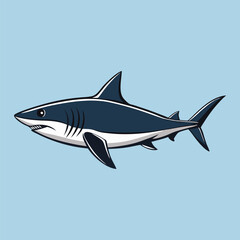 Obraz premium Vibrant Shark Illustration: A striking, artistic illustration of a shark, featuring a sleek and detailed design that captures the essence of the ocean's most formidable predator. 