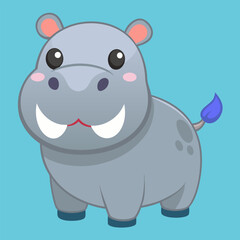 Fototapeta premium Playful Hippopotamus: A cute hippopotamus with an inviting, childlike charm. Perfect for capturing the joy and innocence of childhood. 