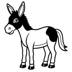 Fototapeta premium Donkey Silhouette: A whimsical outline of a donkey, capturing the simplicity and charm of this endearing farm animal. Perfect for playful projects.