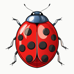 Fototapeta premium Ladybug's Close-up: A vibrant illustration of a ladybug, showcasing its iconic red shell and characteristic black spots, presenting the intricate beauty of nature.