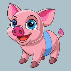 Naklejka premium Happy Piglet: A cute cartoon piglet smiles gleefully, a symbol of joy and innocence, perfect for children's illustrations and playful designs.