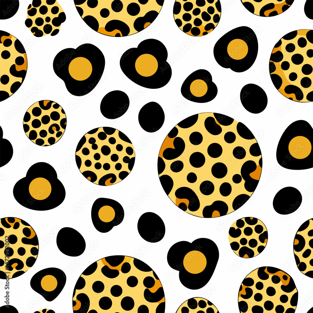 Poster leopard print seamless pattern: an eye-catching seamless pattern featuring a bold, modern take on th
