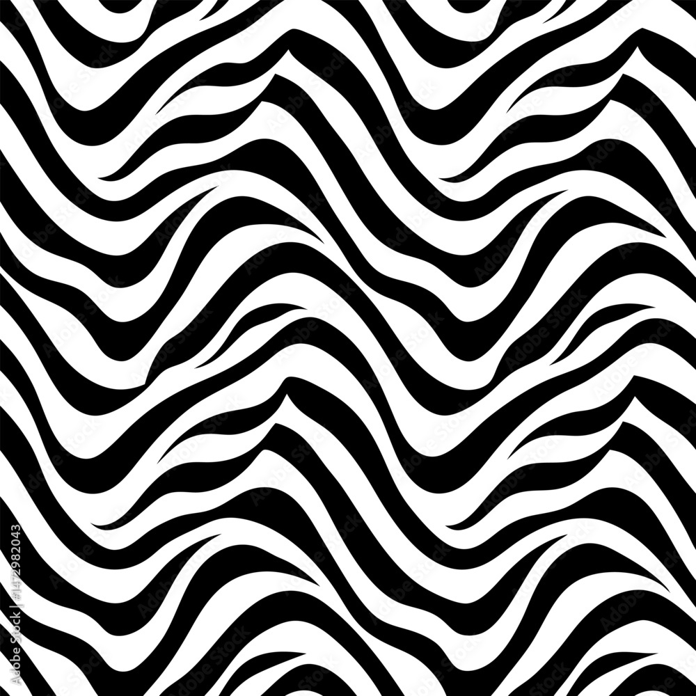 Poster zebra stripe texture: an elegant display of a zebra's distinctive coat pattern, rendered in bold bla