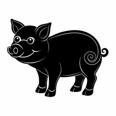Naklejka premium Smarty Pig: A charming cartoon pig, complete with spectacles, poses for a delightful studio shot, with the focus on its intelligent and playful demeanor.