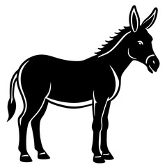 Silhouette Donkey: A stark, bold silhouette of a donkey stands, embodying the rustic charm of rural life and the spirit of steadfastness. 