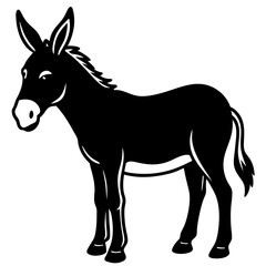 Obraz premium Gentle Donkey Silhouette: A serene black silhouette of a donkey stands proudly, embodying strength and poise in a simple yet captivating design.