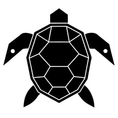 Obraz premium Geometric Sea Turtle Silhouette: A minimalist silhouette captures the essence of a sea turtle, rendered with precise geometric shapes and clean lines. An elegant and symbolic depiction of marine life.