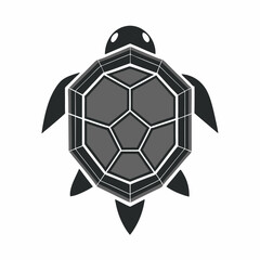 Obraz premium Geometric Sea Turtle Illustration: A striking geometric sea turtle illustration, rendered in monochrome tones.