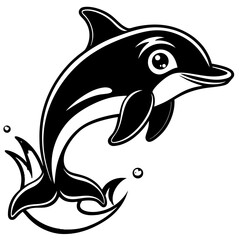 Obraz premium Dolphin leaping in the water: A captivating graphic illustration of a playful dolphin leaping from the water, evoking a sense of freedom and joy. 
