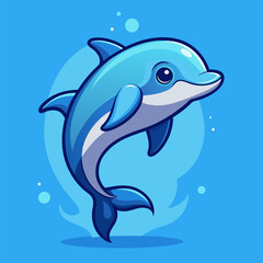 Fototapeta premium Dolphin Joy: A whimsical illustration showcases a joyful dolphin, leaping and playing in a vibrant ocean setting.