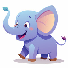 Fototapeta premium Playful Elephant Illustration: A charming illustration of a happy, friendly baby elephant with a raised trunk, showcasing joy, charm, and delight. 