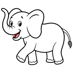Fototapeta premium Smiling Elephant Cartoon: A cute cartoon elephant with big ears and a friendly smile, perfect for children's books, educational resources, or any project that needs a touch of playful charm.