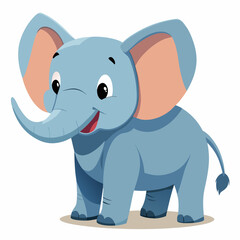 Fototapeta premium Playful Elephant Illustration: A charming cartoon illustration of a cheerful baby elephant standing in an artistic composition, radiating joy and delight.