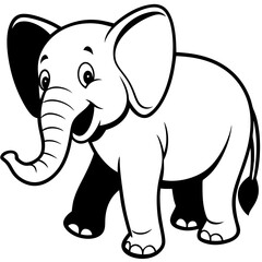 Obraz premium Cheerful Elephant Cartoon: A friendly and charming cartoon elephant with big ears and a wide smile brings joy and lightheartedness to any project.