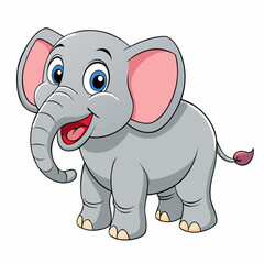 Naklejka premium Cute Elephant Cartoon: A charming illustration of a delightful baby elephant, full of innocence and joy, ready to bring smiles and cheer to young ones.
