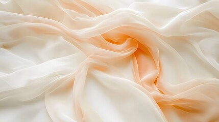 Obraz premium Elegant Draped Peach and Cream Sheer Fabric Texture