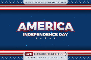 Editable 3d text effect america independence day