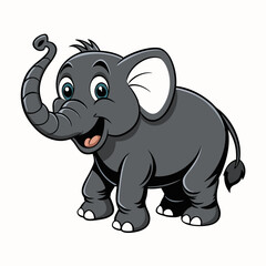 Naklejka premium Playful Elephant Illustration: A cheerful cartoon elephant radiates joy with its upturned trunk and expressive eyes, a playful presence ready to delight.