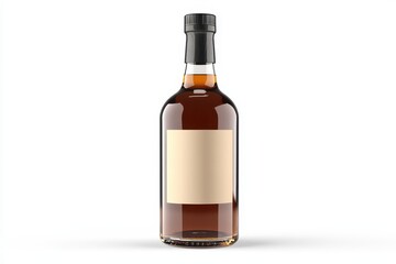 Amber glass bottle with a blank label