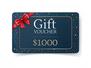 Gift voucher with bow and stars on dark background