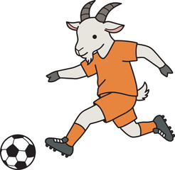 Goat Kicking a Soccer Ball Illustration 