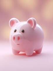 A soft pink pastel piggy bank symbolizing saving money in a cute minimalist design