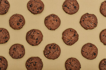 Top view of chocolate chip cookies