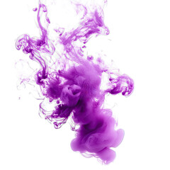 Abstract Purple Ink Swirling And Dissolving In Water Against A Transparent Background