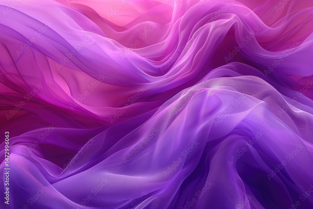 Poster Multicolored translucent fabric flowing in elegant curves.