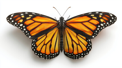Fototapeta premium Monarch butterfly closeup on white background