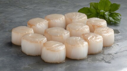 Delicious Fresh Scallops Ready to Cook Seafood Gourmet Food Image