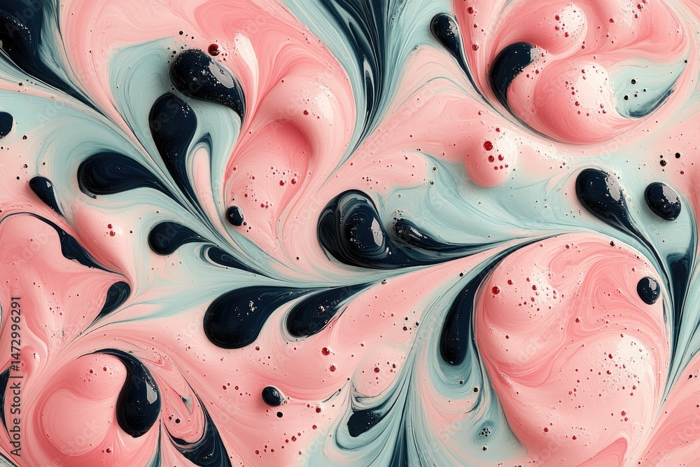 Poster abstract swirl design of mixed colours in a dynamic pattern.
