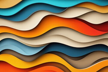 Abstract layered wavy colorful design.