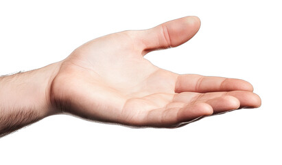 A Man's Open Hand With Palm Facing Up Isolated On A Transparent Background The Hand Is Slightly Angled To The Right The Fingers Are Relaxed And Spread Apart There Are No Visible Objects In The Hand Bu
