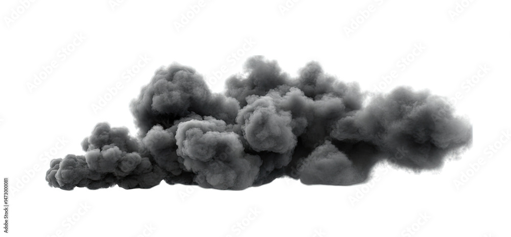 Poster a large plume of dark gray smoke billows out over a transparent background perfect for compositing o