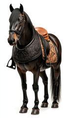 Fototapeta premium Horse with riding gear studio shot