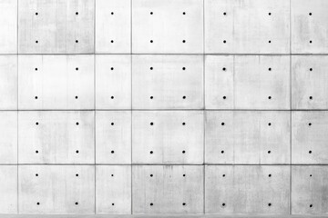 Concrete wall panel industrial architecture texture with symmetrical pattern grid design modern urban surface background.