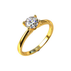 Sparkling Solitaire Diamond Engagement Ring in 18k Yellow Gold