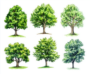 Stylized tree illustrations set