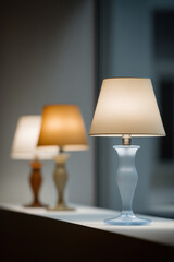 modern table lamps with focus on ultraviolet background and bright colors