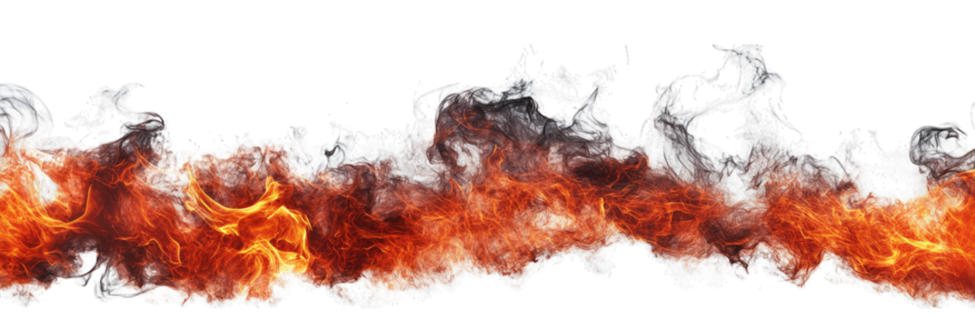 Abstract Fiery Smoke With Wispy Black And White Smoke Isolated On Transparent Background
